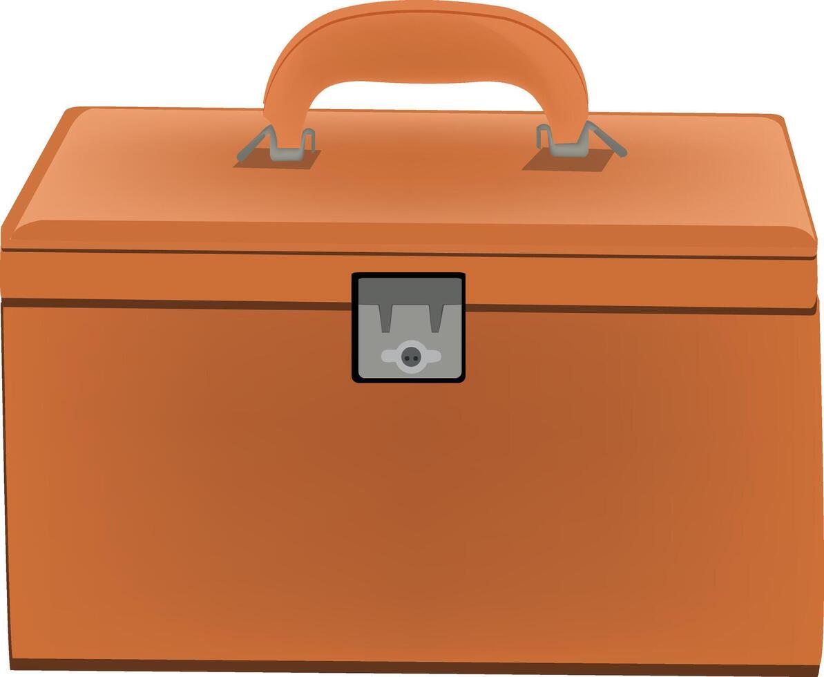 Orange briefcase closed with combination lock and handle vector