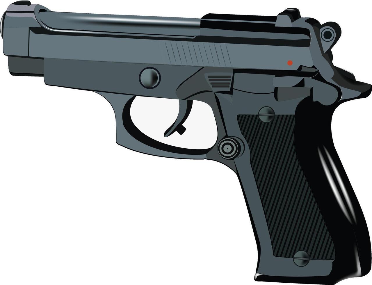 Black handgun pistol pointing right showing barrel and trigger vector