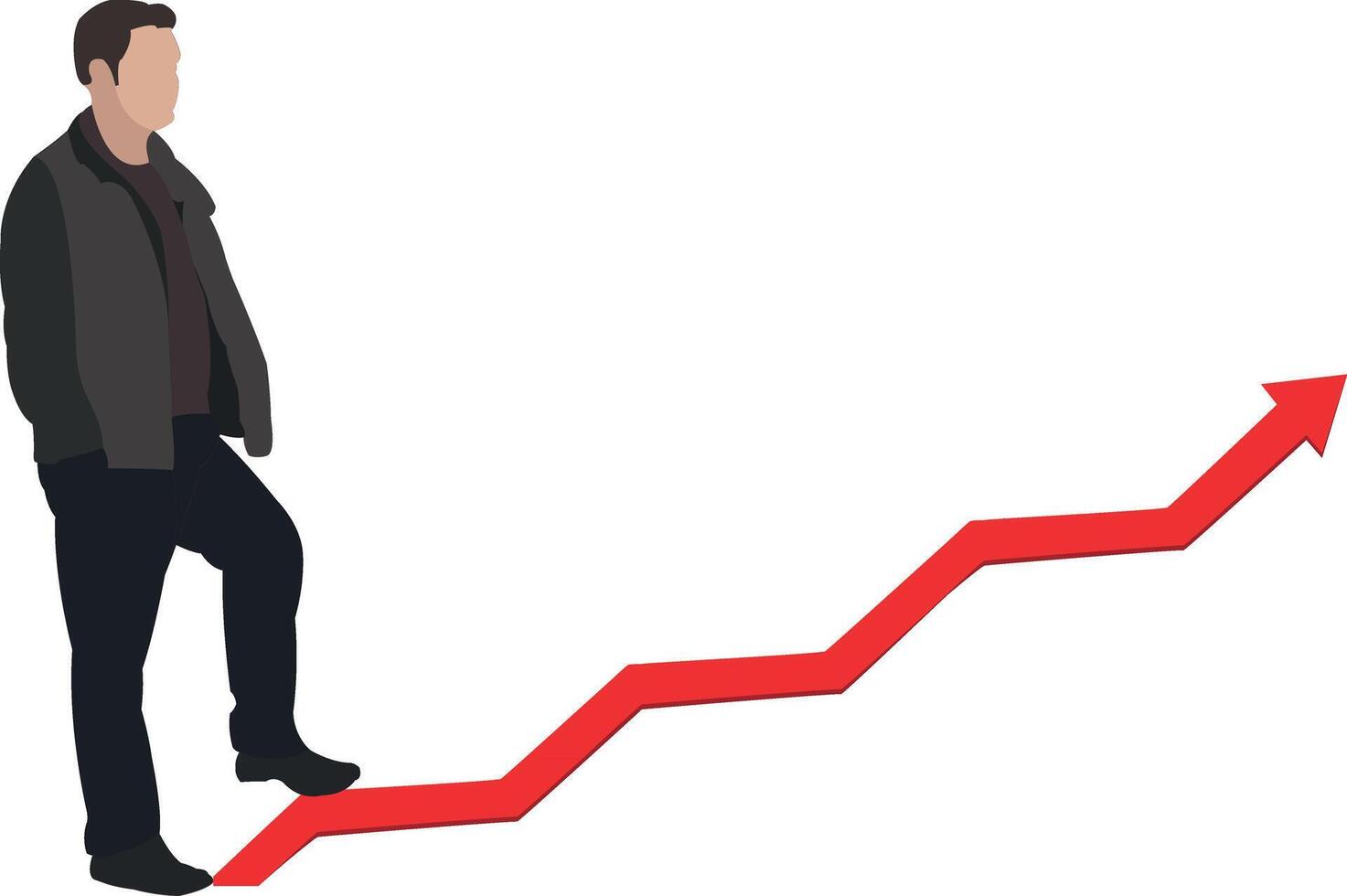 Businessman walking upward trend arrow representing business success vector