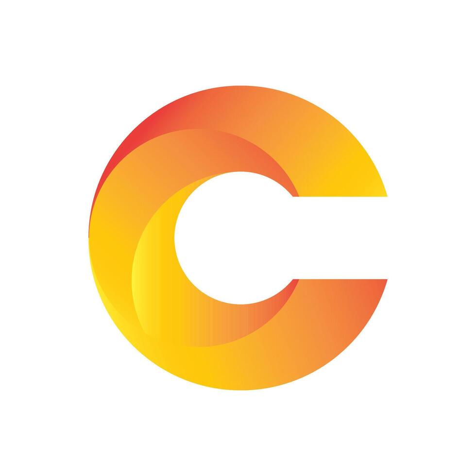 C letter logo in yellow and orange colors vector