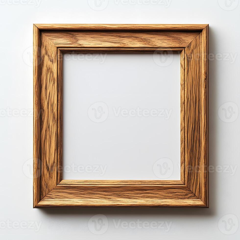 Elegant oak wood picture frame with a blank canvas for personalized art photo