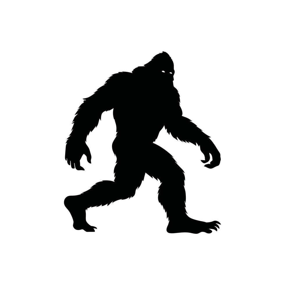 Dynamic Bigfoot Silhouette - Mysterious Mid-Stride Pose for Nature and Folklore Themes vector