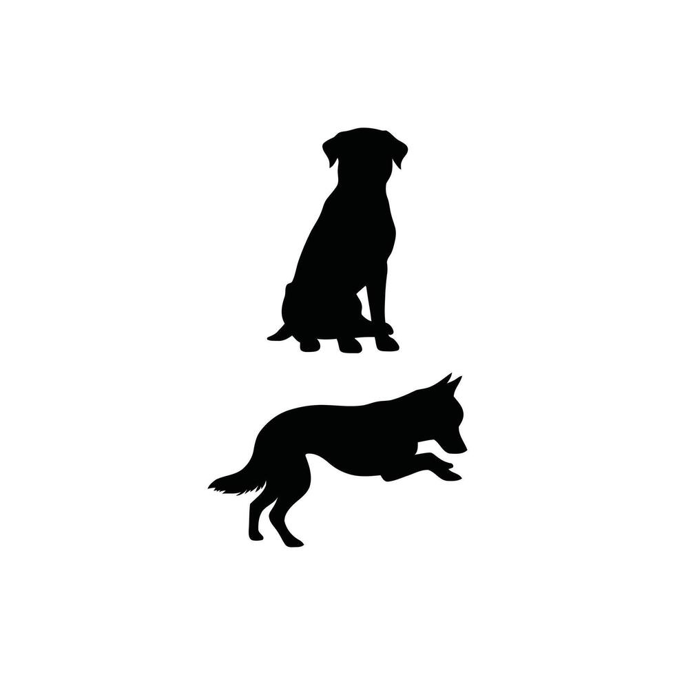 Canine Silhouette Collection - Cute and Friendly Dog Breeds for Pet Enthusiasts vector