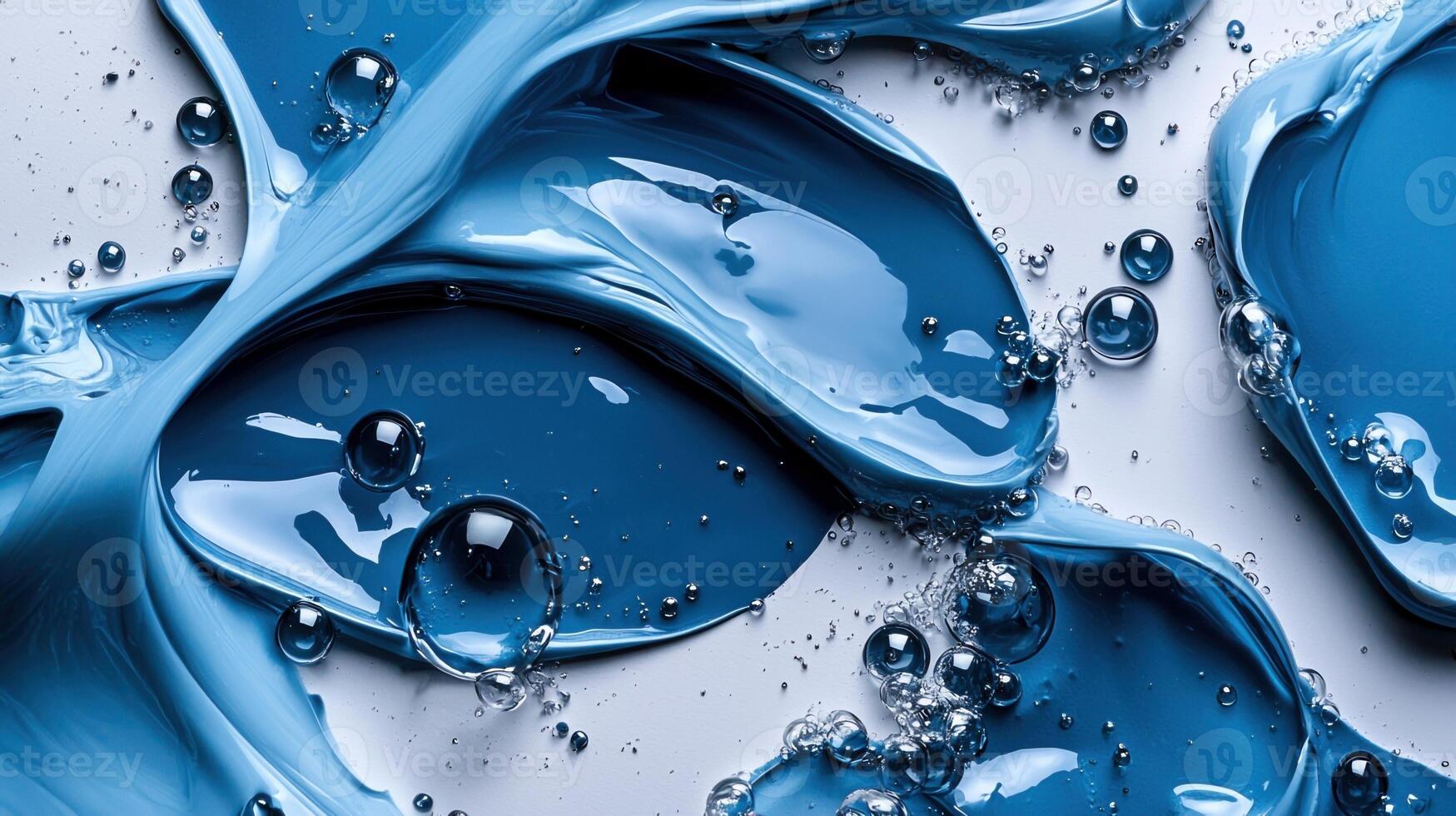 A blue liquid is being poured into a bowl photo