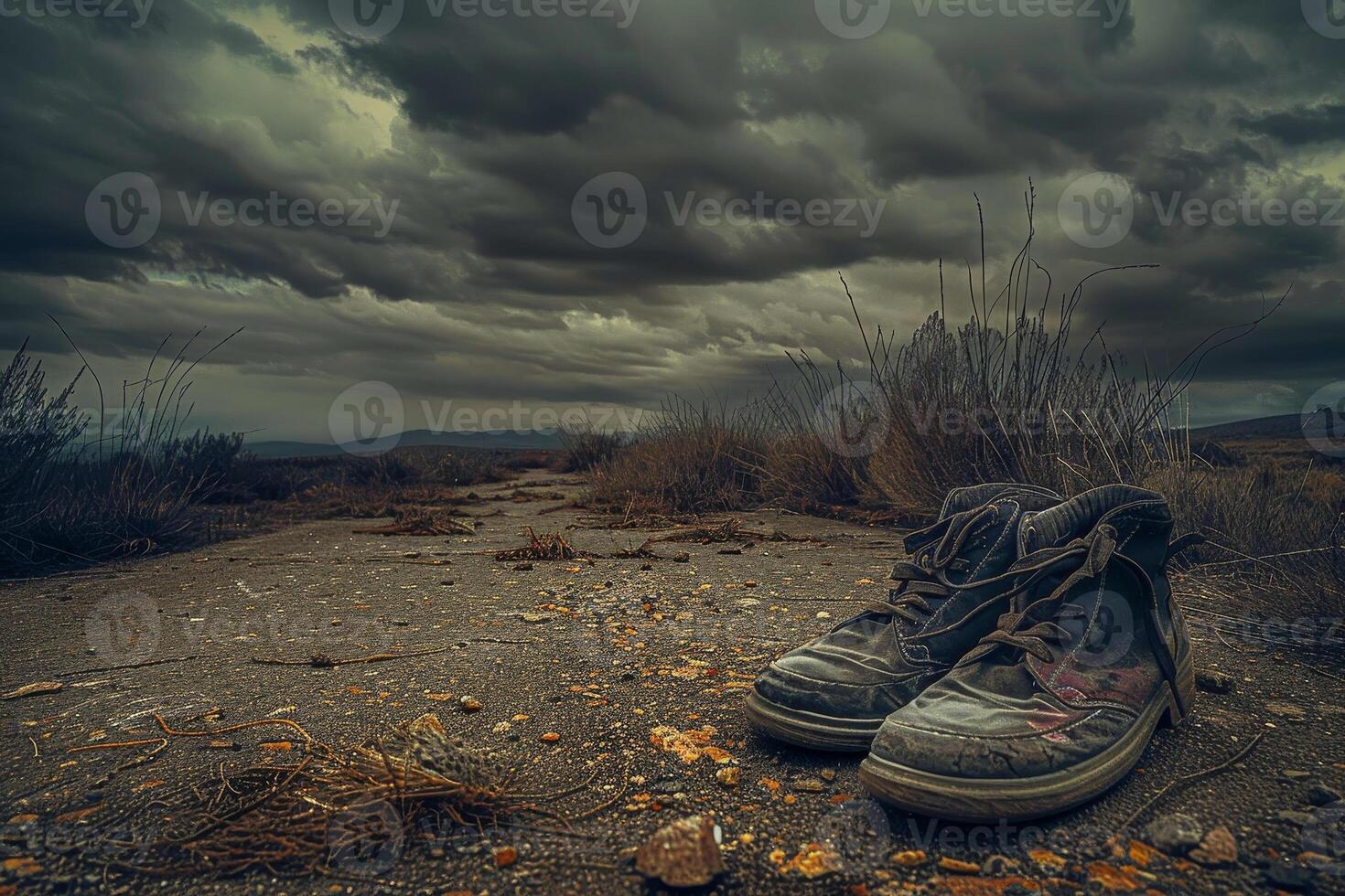 A pair of shoes on the ground photo