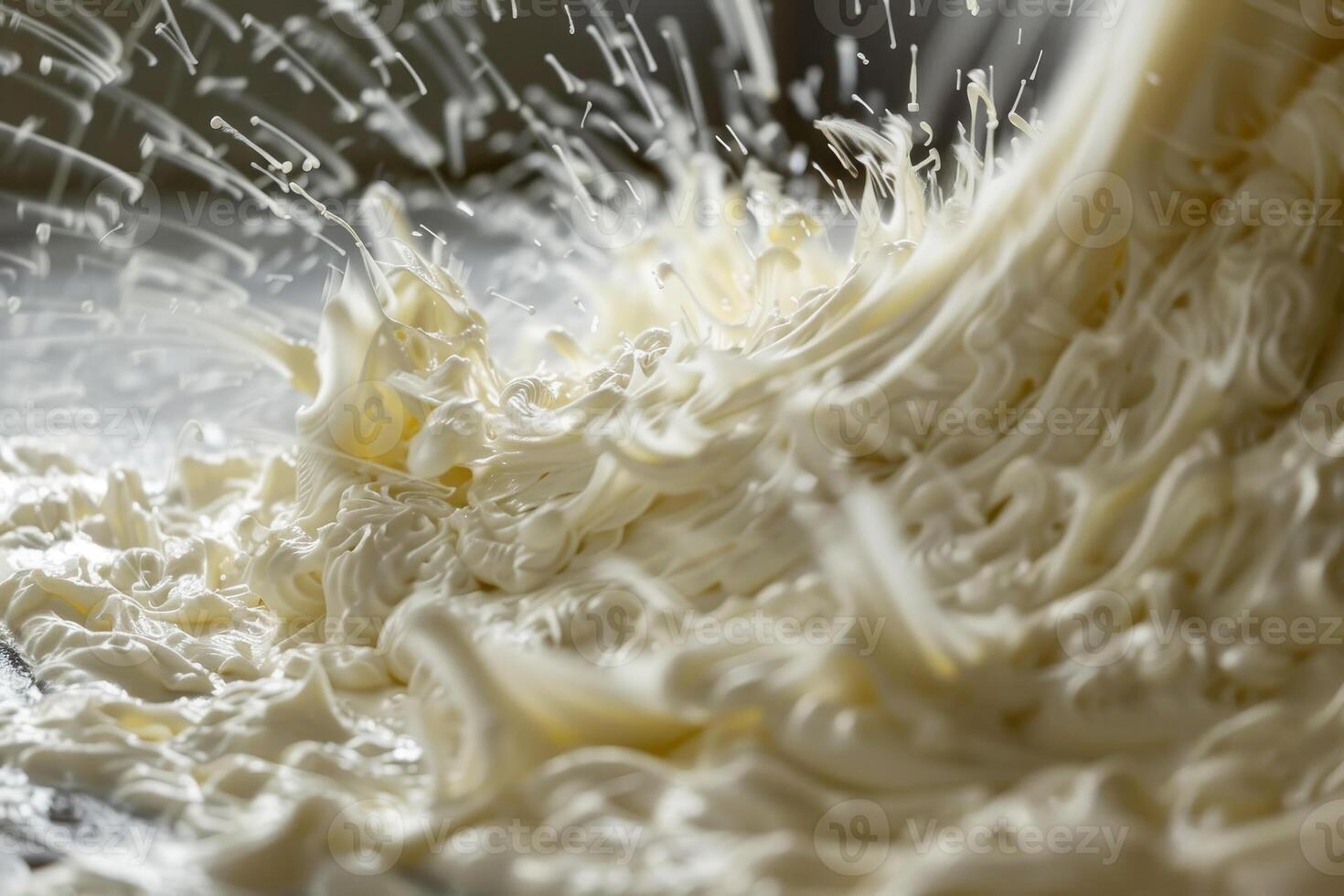 A large amount of whipped cream being poured into a bowl photo