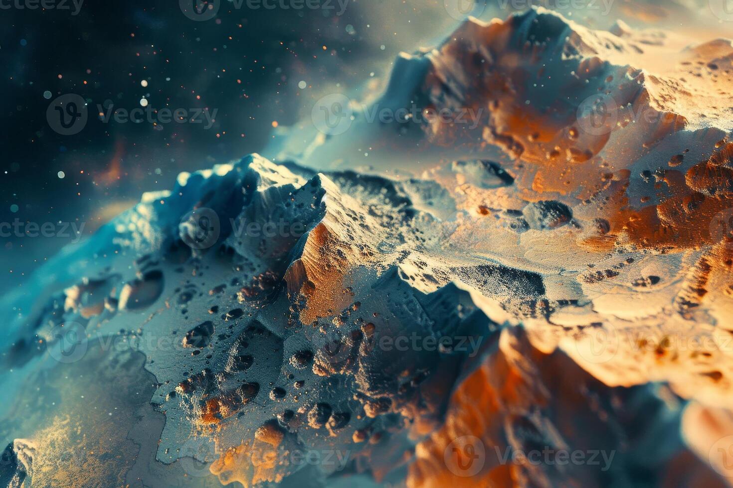 An image of a mountain with orange and blue colors photo