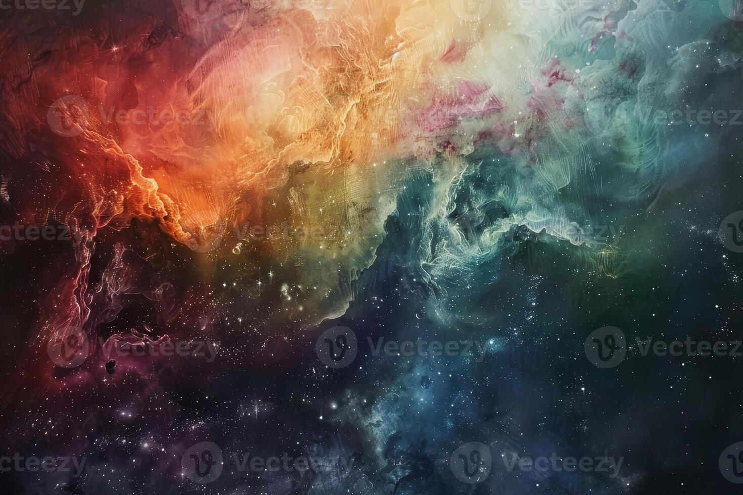 A painting of a nebula with colorful stars photo