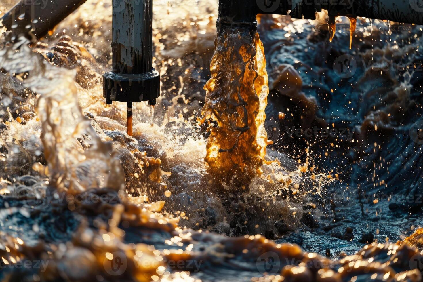 A large body of water with a lot of mud and debris in it photo