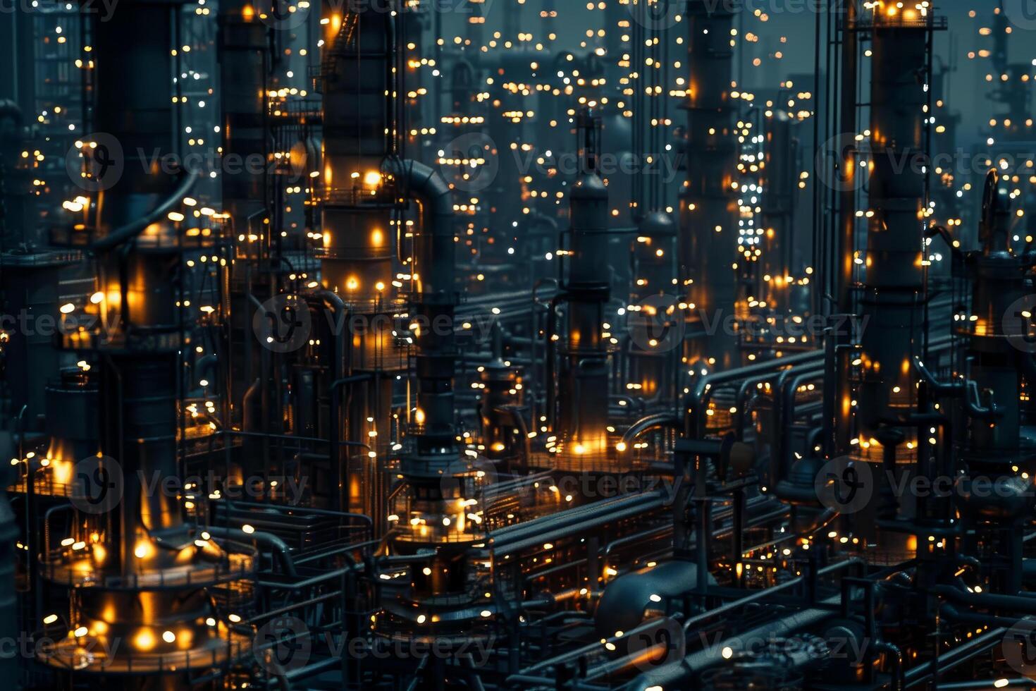 A cityscape with many buildings and lights photo