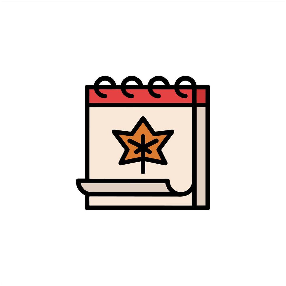 Calendar with maple leaf icon illustration vector