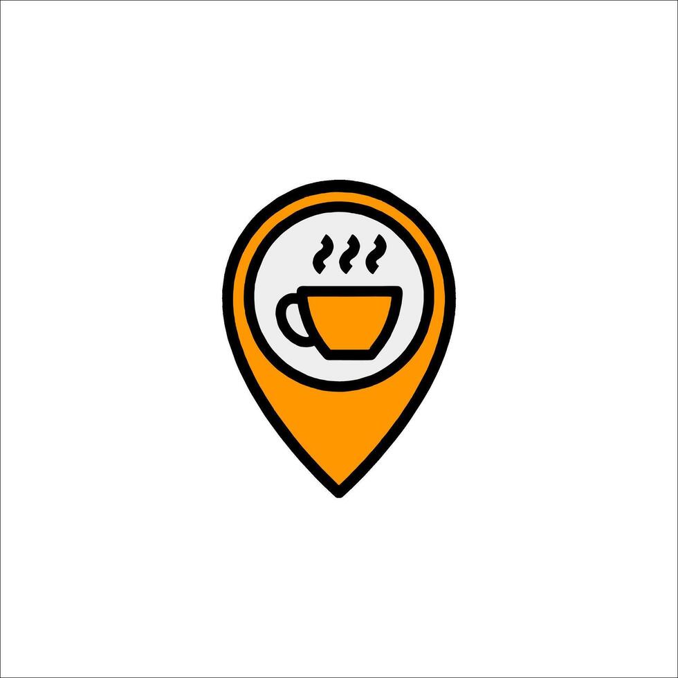 A map pin with a cup of coffee vector