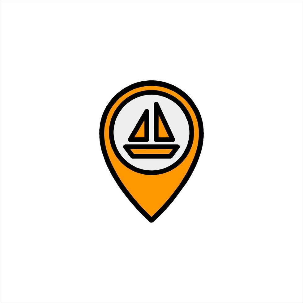 A map pointer with a boat icon vector