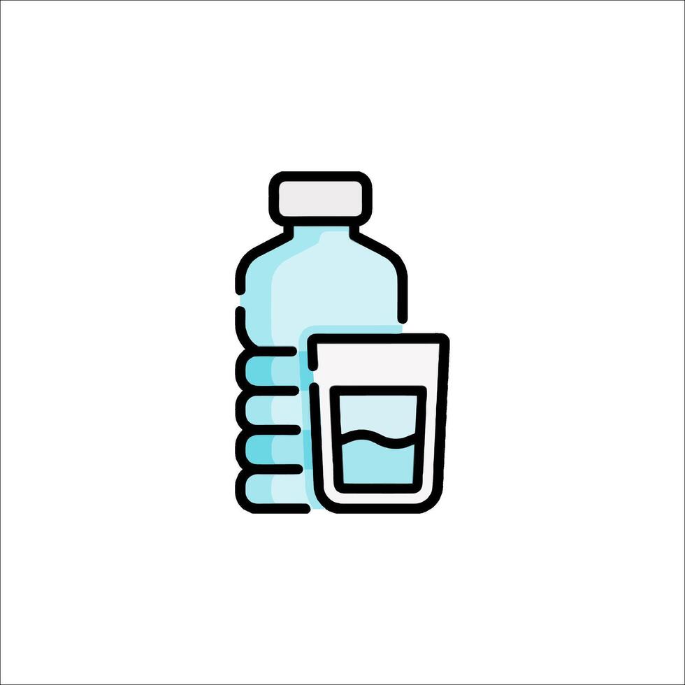 Water bottle and glass icon illustration vector