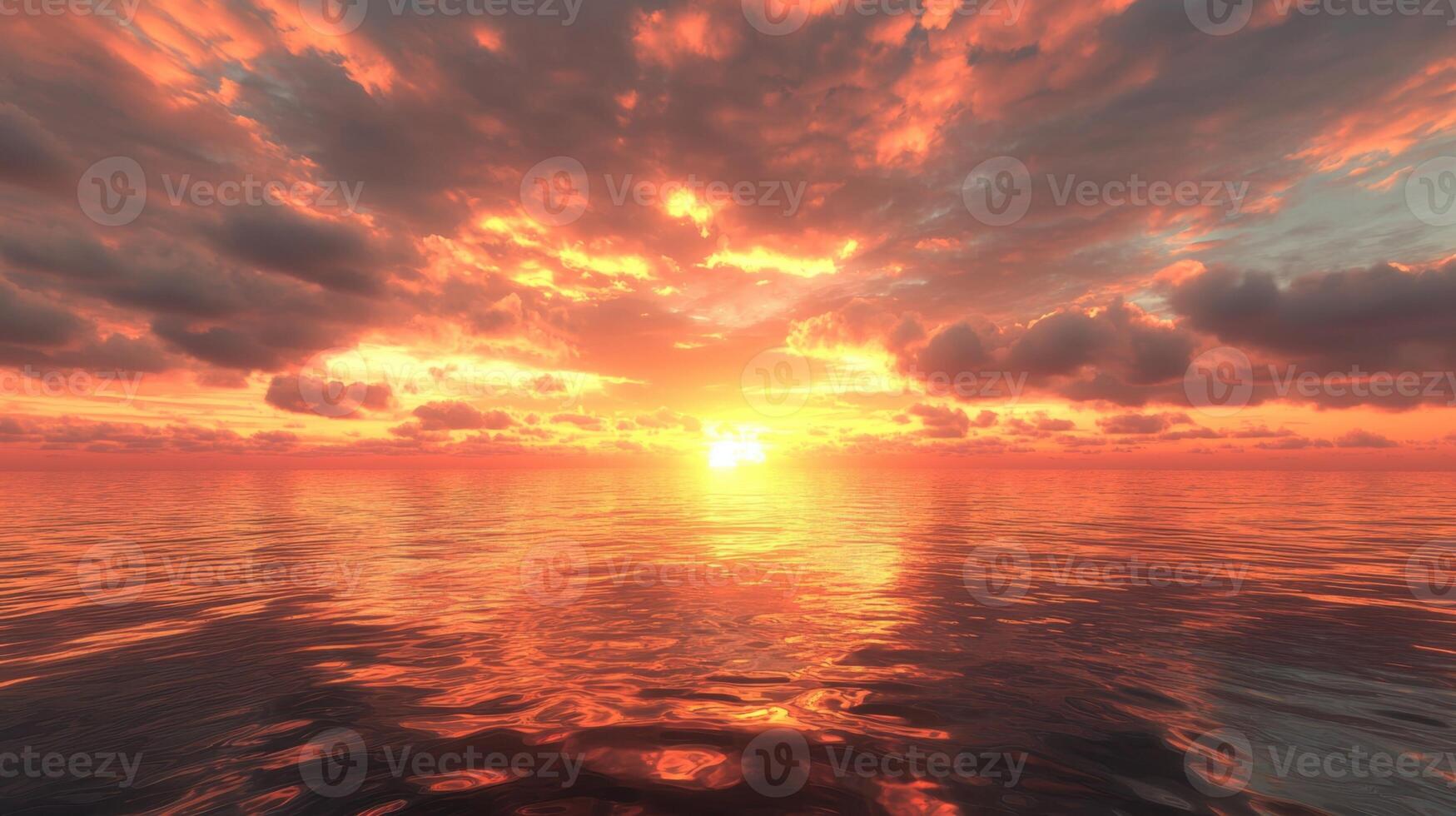 A sunset over the ocean with clouds photo