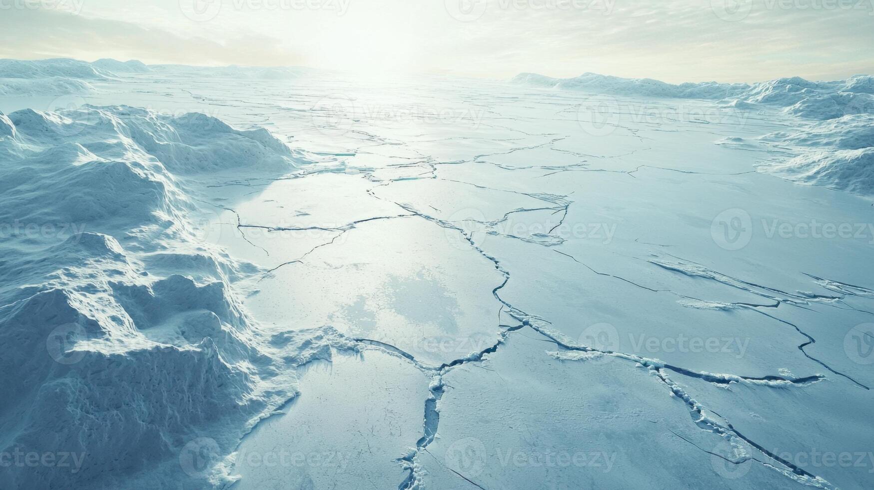 An aerial view of a large ice sheet photo