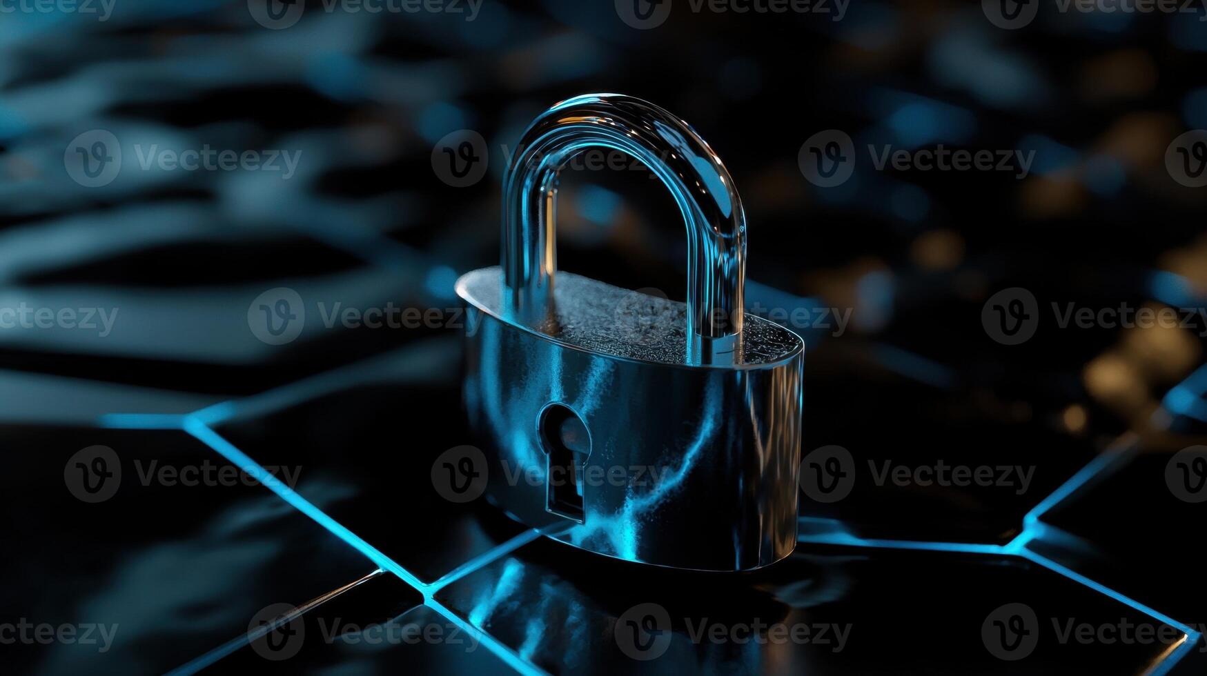 A padlock on a blue background photo