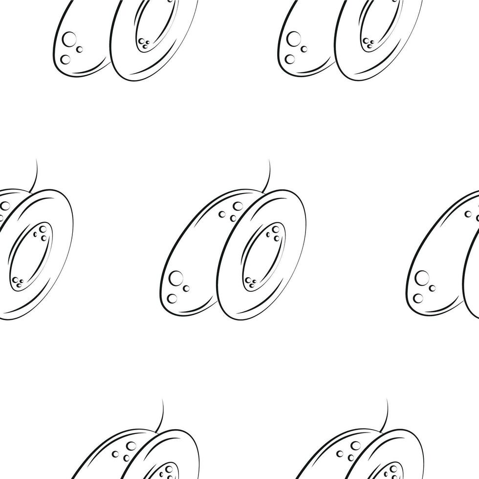 seamless pattern with fruits namely plums drawn in line art style on white background, for packaging or textile vector