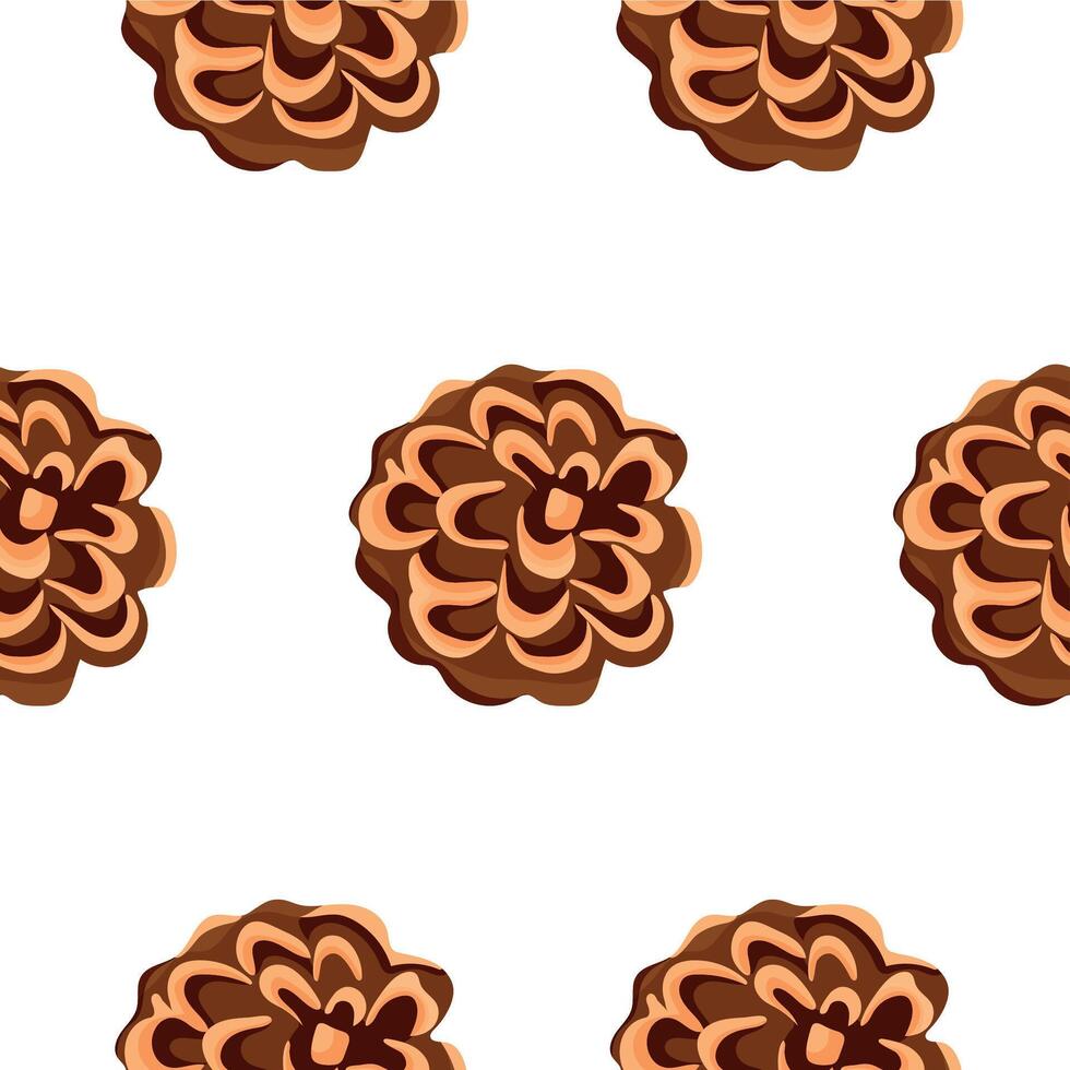 seamless pattern with round forest cones on a white background, for packaging or textile vector