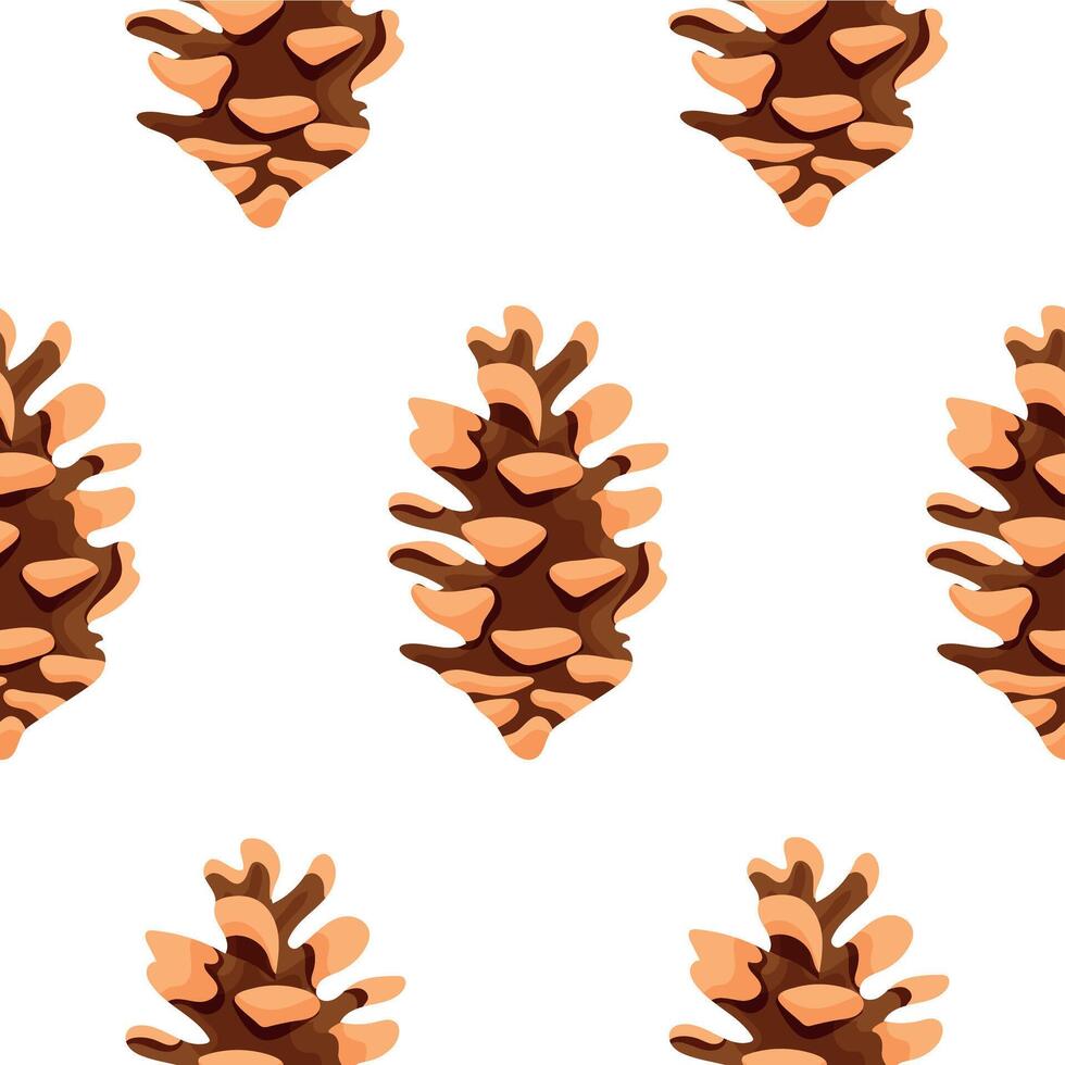 seamless pattern with long forest cones on white background, for packaging or textile vector