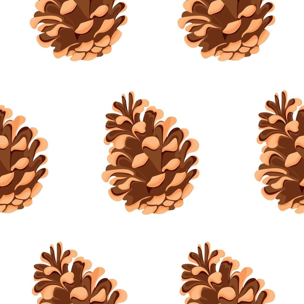seamless pattern with semicircular large forest cones on white background, for packaging or textile vector