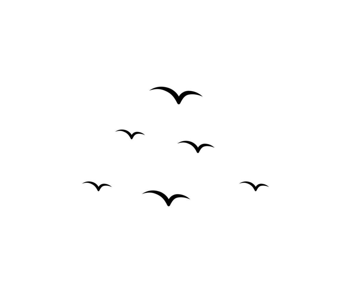 A flock of flying birds. Bird silhouettes in the sky. Birds flying vector