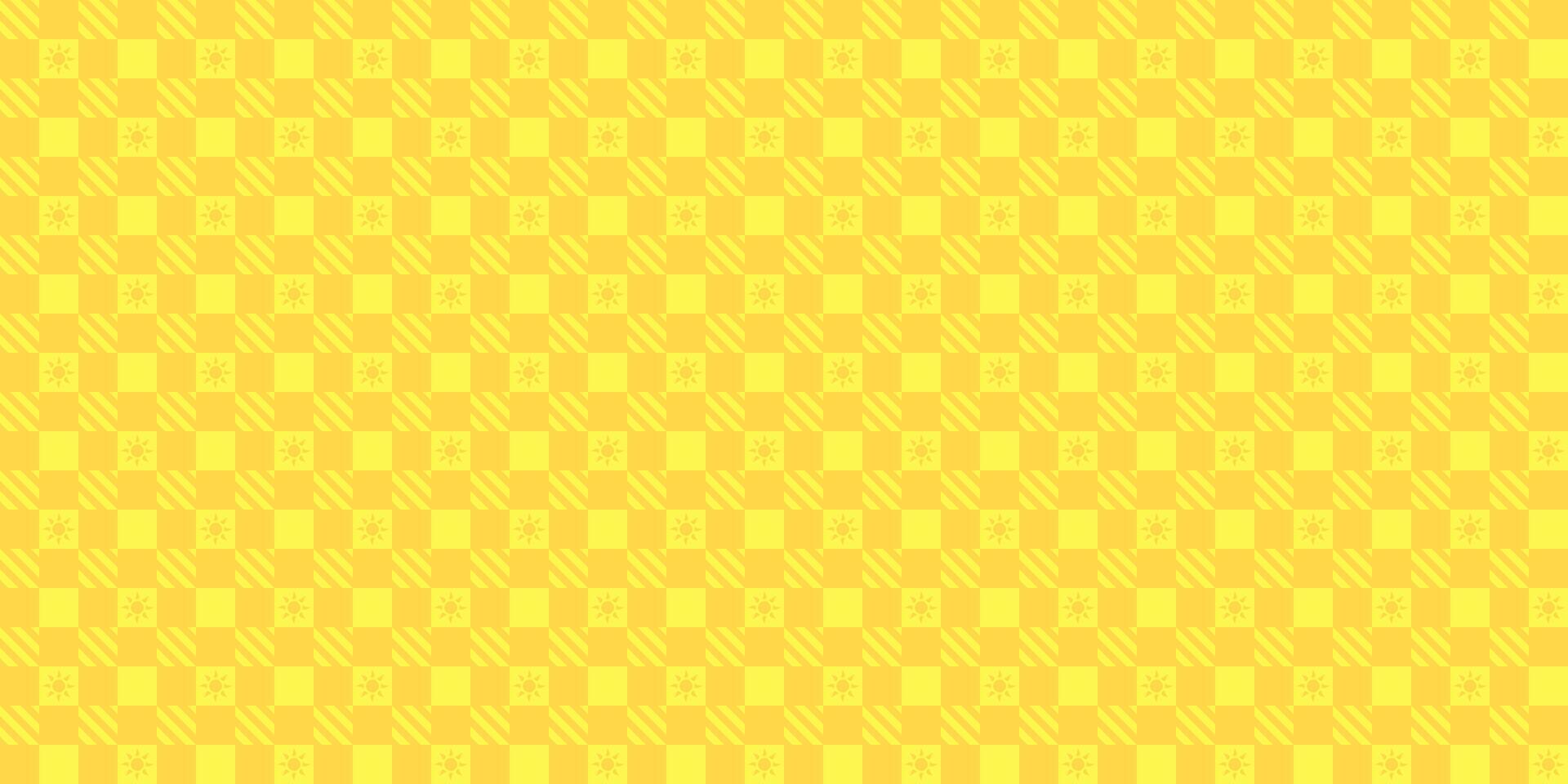 Checkered yellow background with sun pattern. Summer background. Perfect for print design for backgrounds, shirts, wrappers, fashion fabrics, posters, greeting cards. vector