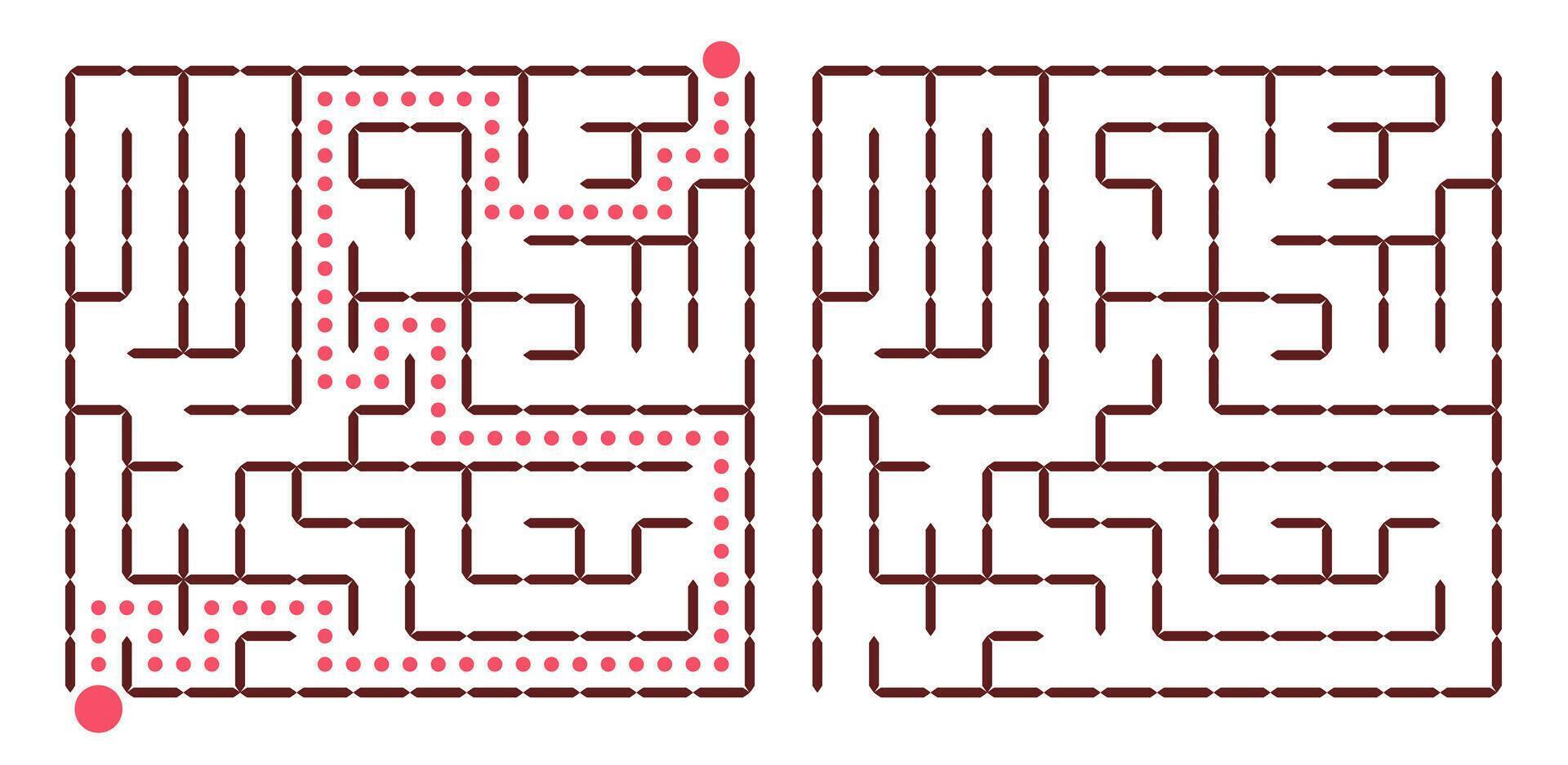 Square maze. A fun educational game for developing coordination. vector