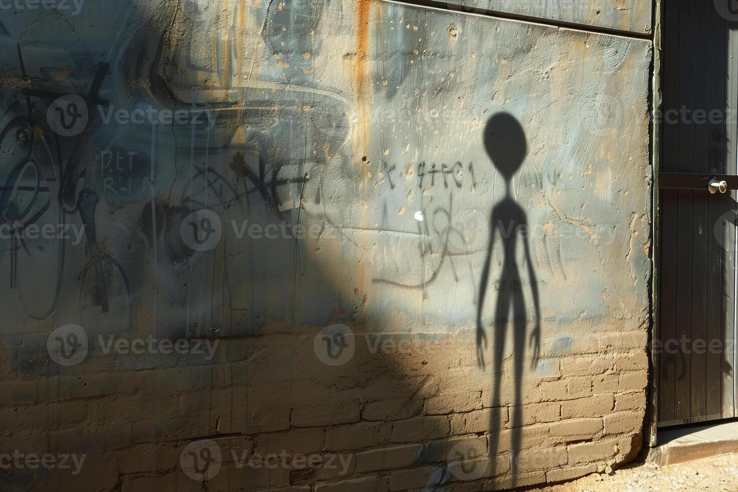 A shadow of an alien on a wall photo