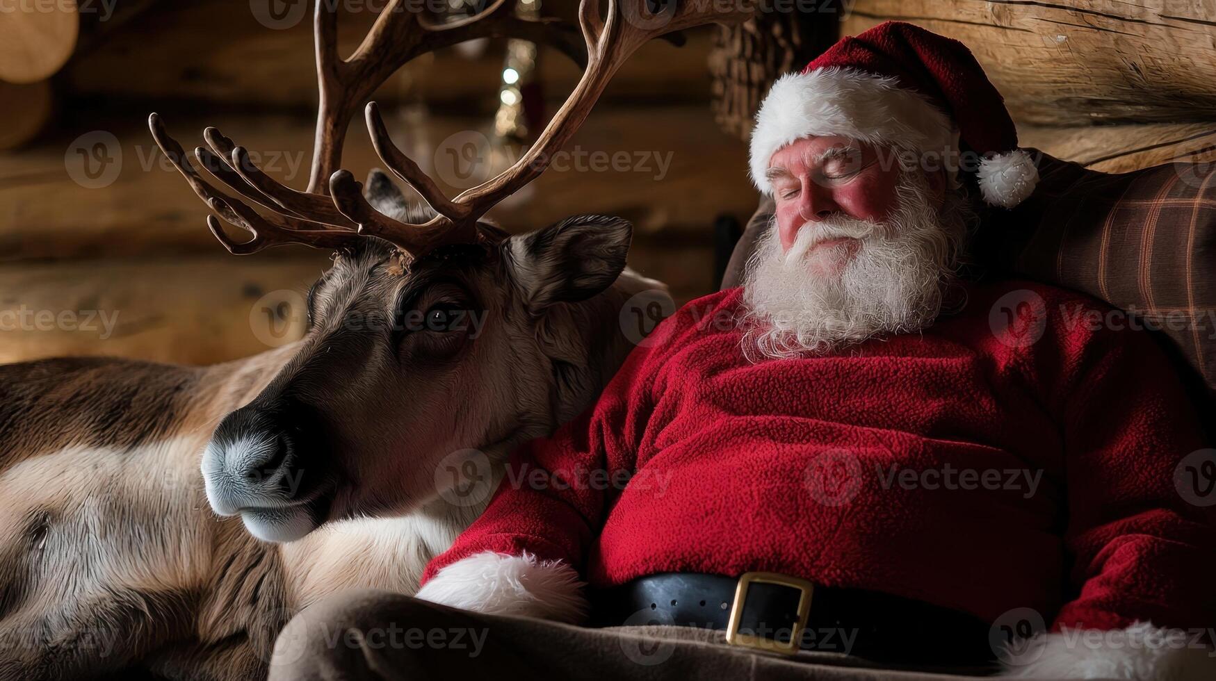 Santa claus and reindeer photo