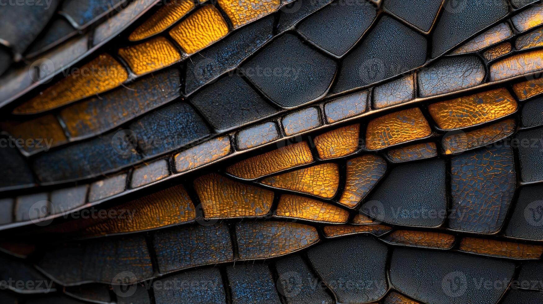 A close up of a black and gold pattern photo
