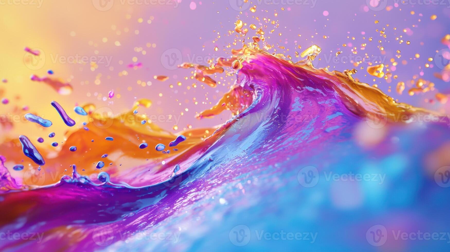 Colorful liquid splashing on a wave photo
