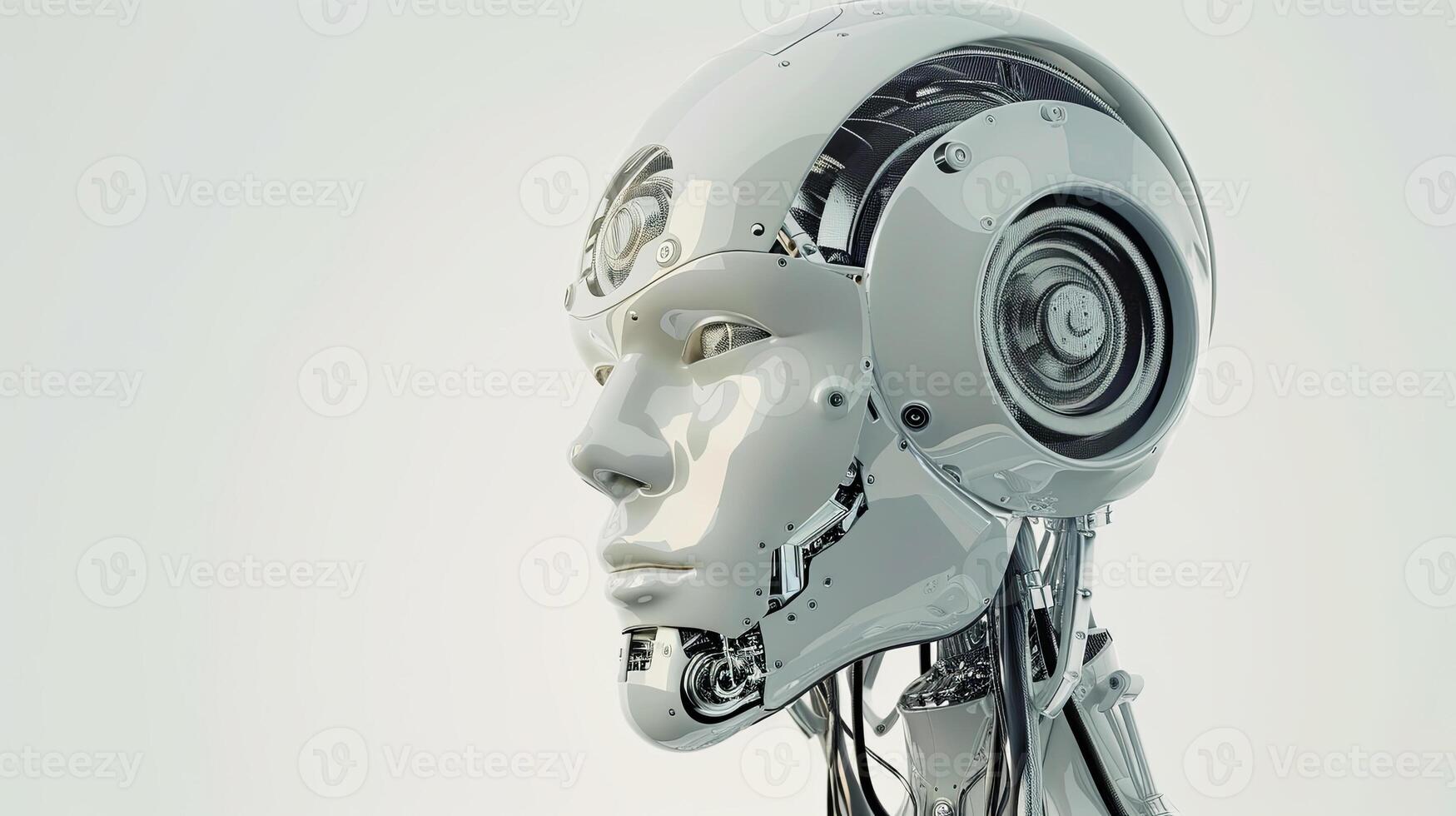 A robot head with a white background photo