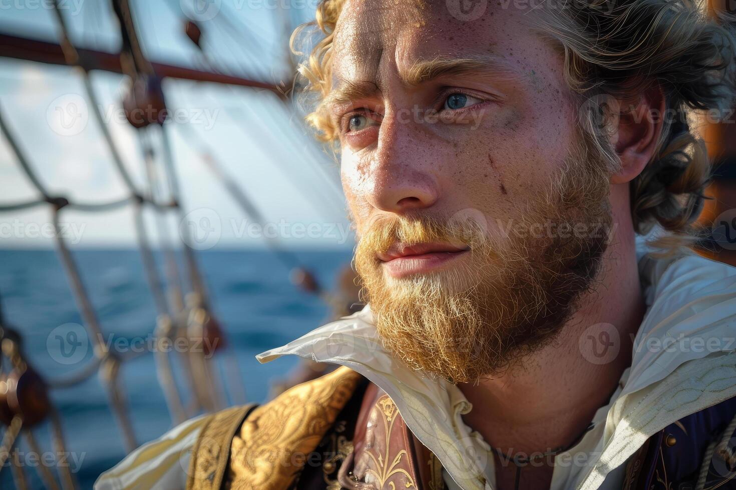A man with a beard and a beard on a boat photo