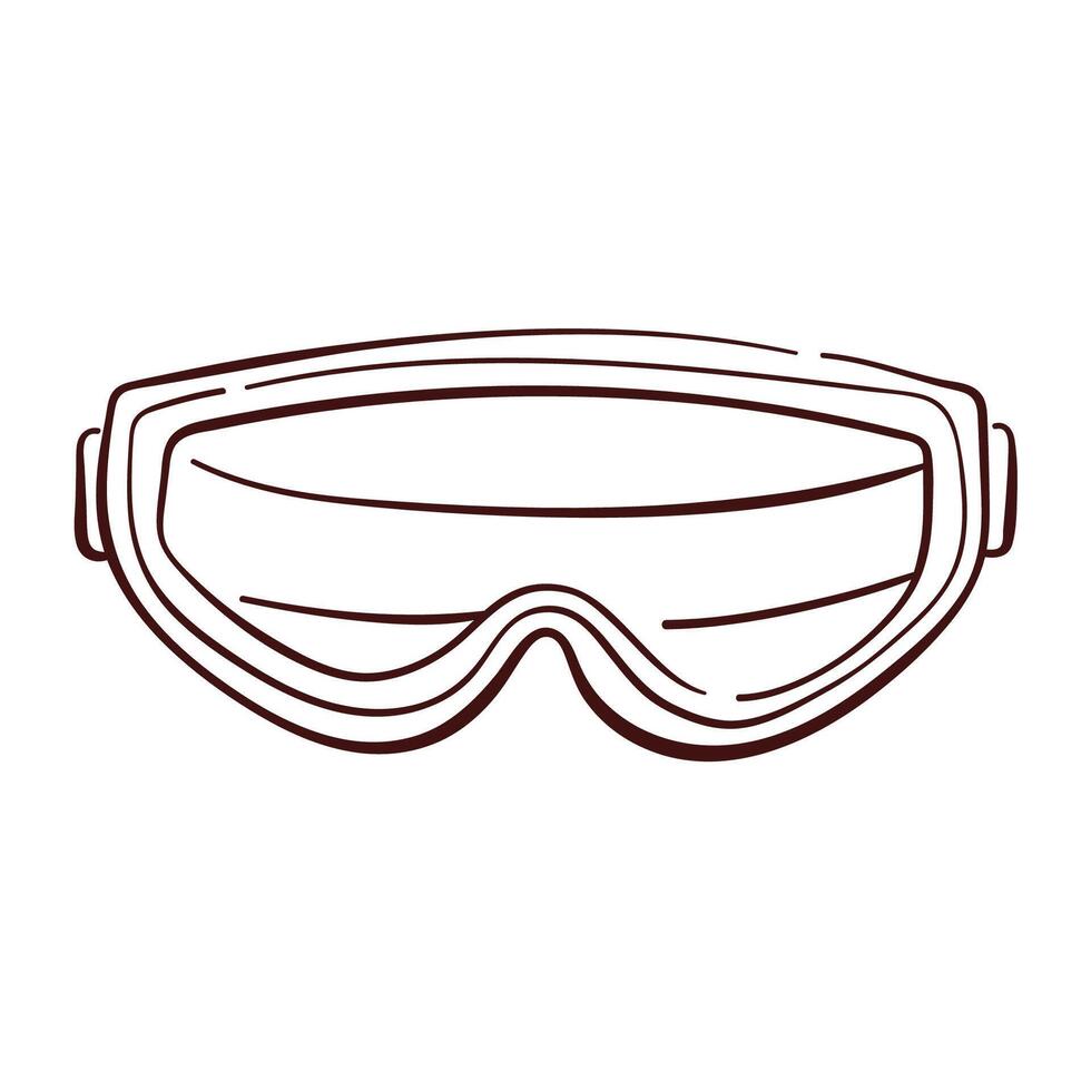 Safety Goggles logo for construction business in line art style. Hand drawn protective eyewear for shield eyes from debris, chemical or hazard in industrial environment isolated on a white background. vector