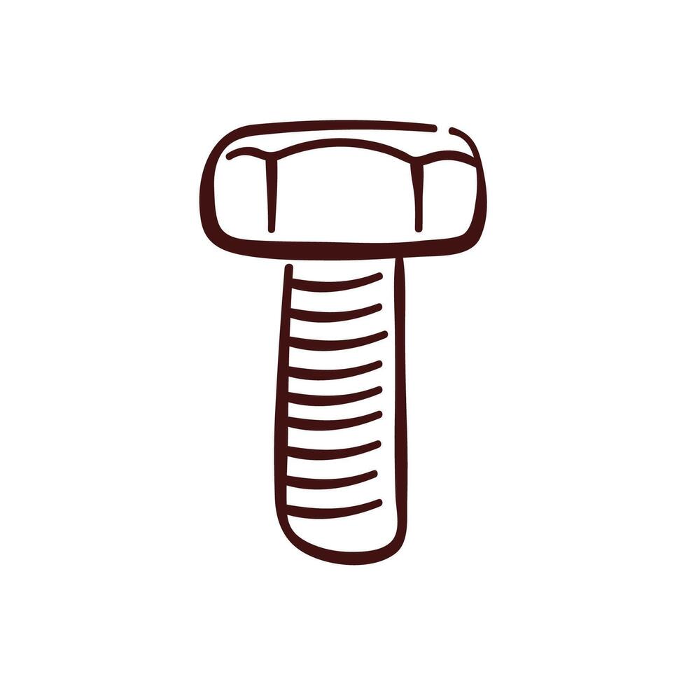 Hex Bolt in line art style isolated on a white background. vector