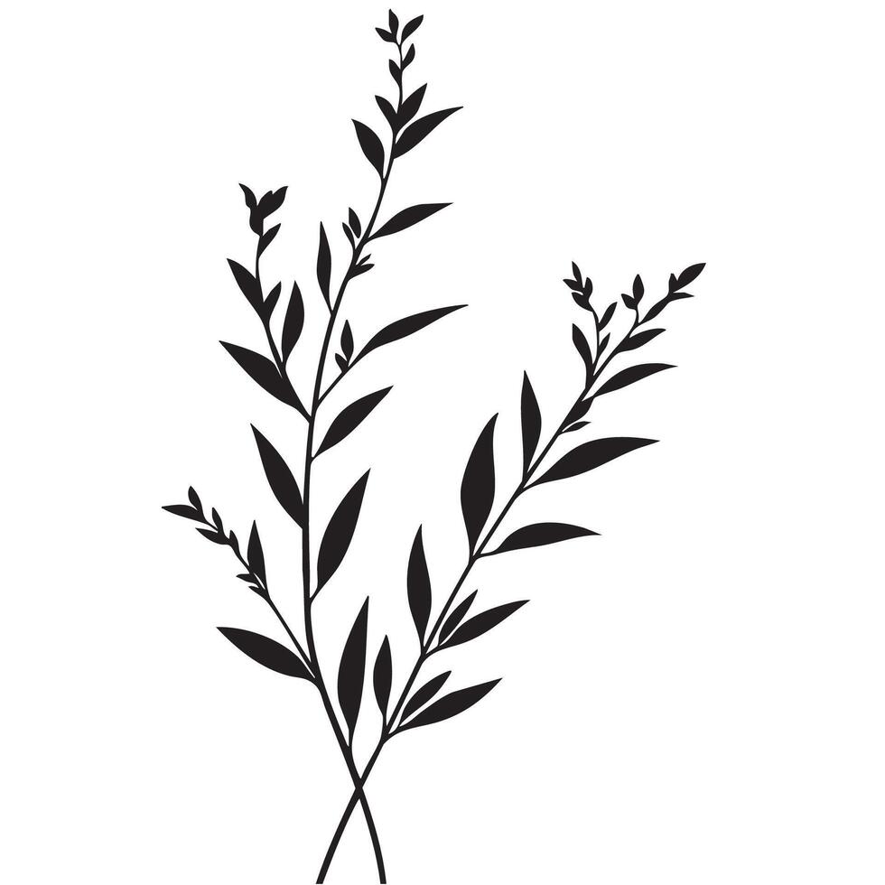 Small leaf plant silhouette pattern wallpaper vector