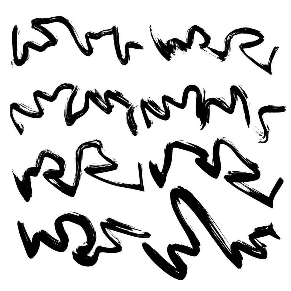 Dry Brush Grunge Wave Stroke Set Texture vector
