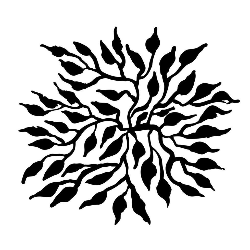 Hand Drawn Dry Ink Brush Grunge Simple Leaves Round Texture vector