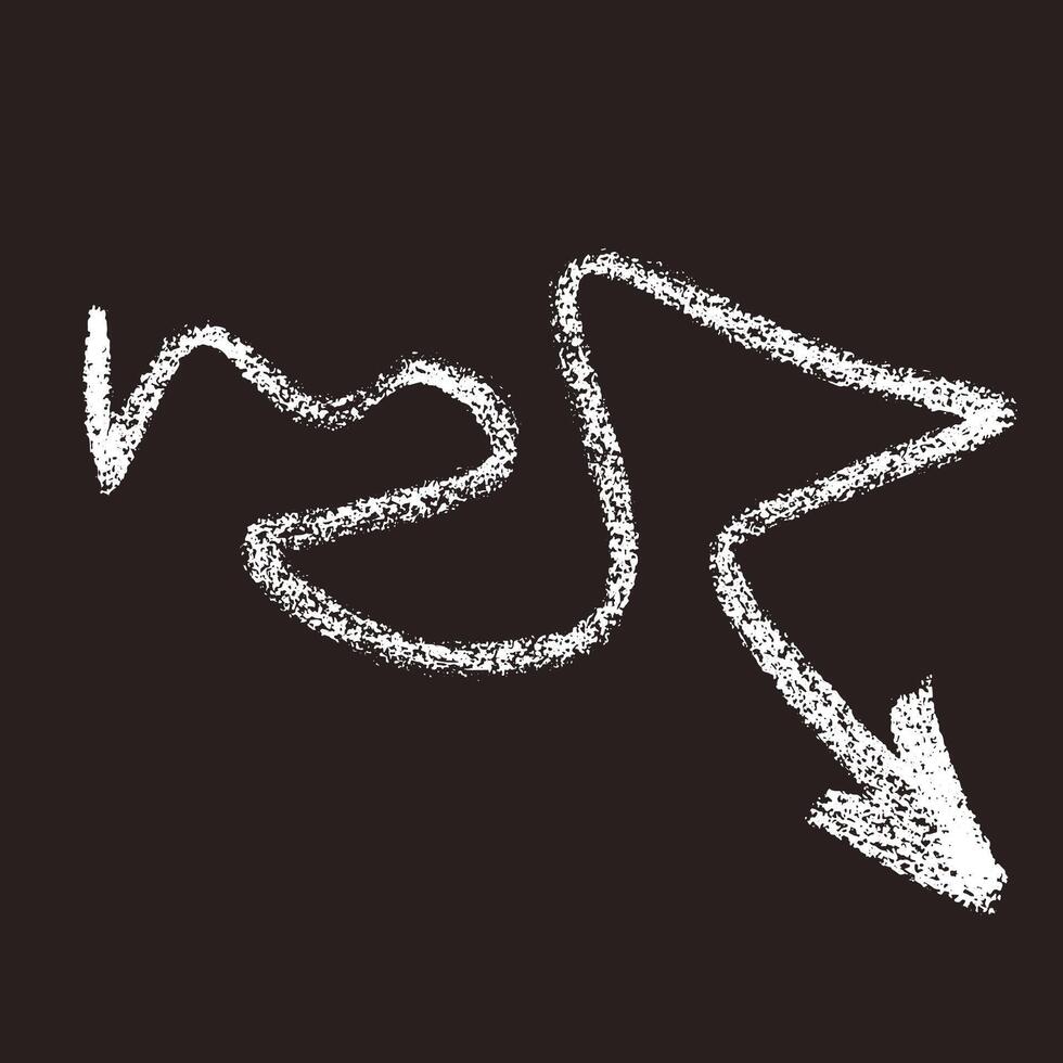Hand Drawn Chalk Freehand Arrow on Chalkboard Background vector