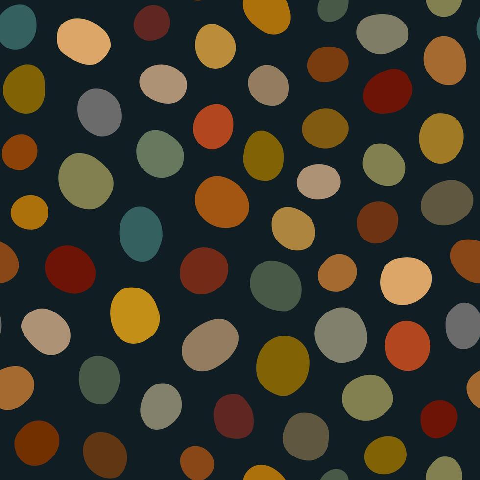 Hand Drawn Colourful Dots Pattern on Dark Background vector