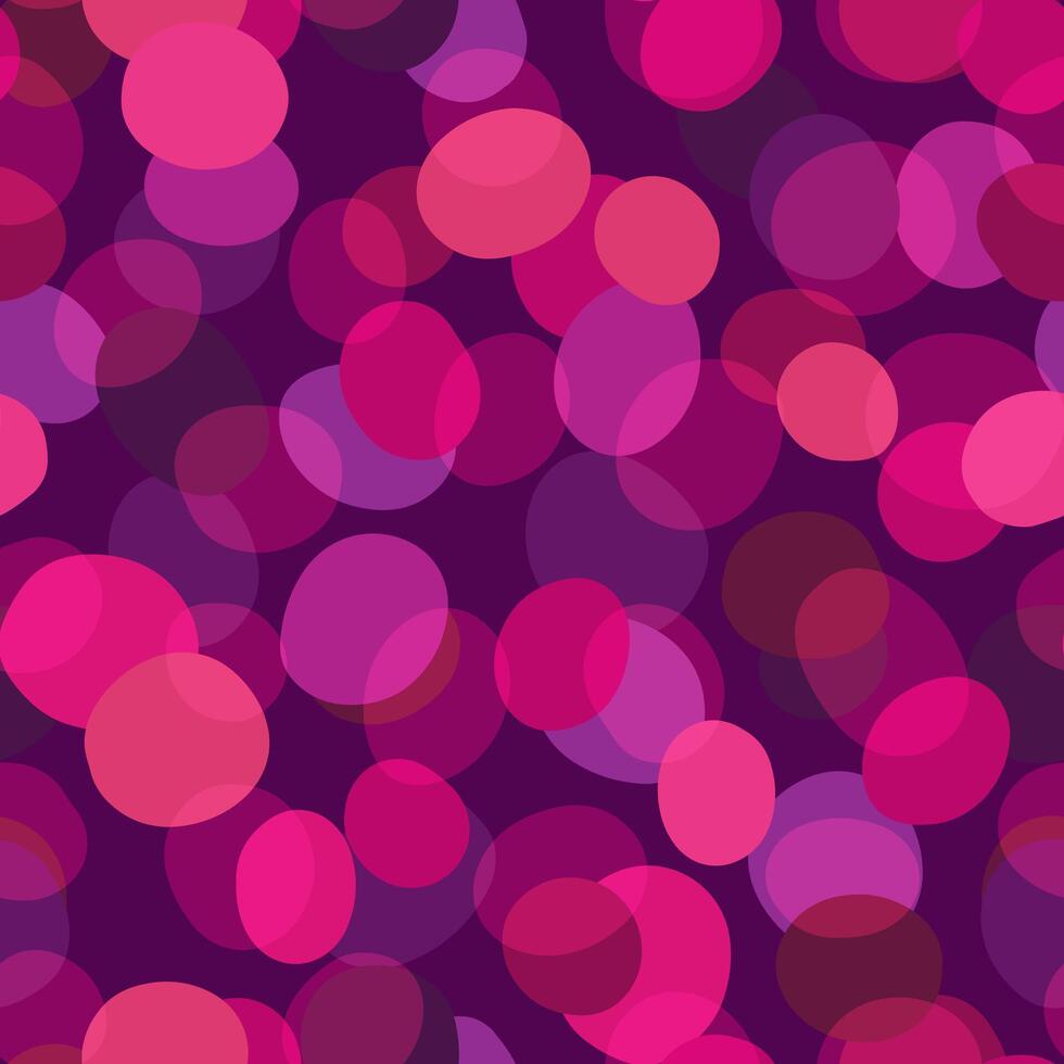 Neon Pink and Coral Circles Seamless Pattern on Dark Purple Background vector
