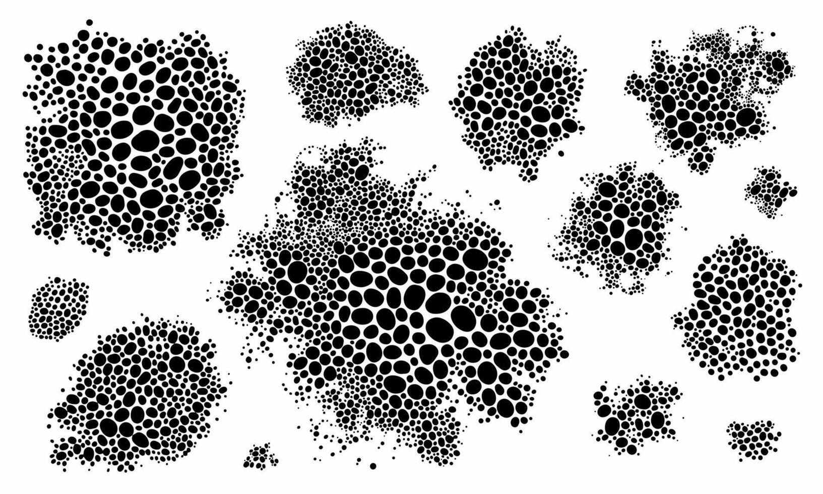 Set of Abstract Black Dot Clusters on White Background for Designers vector