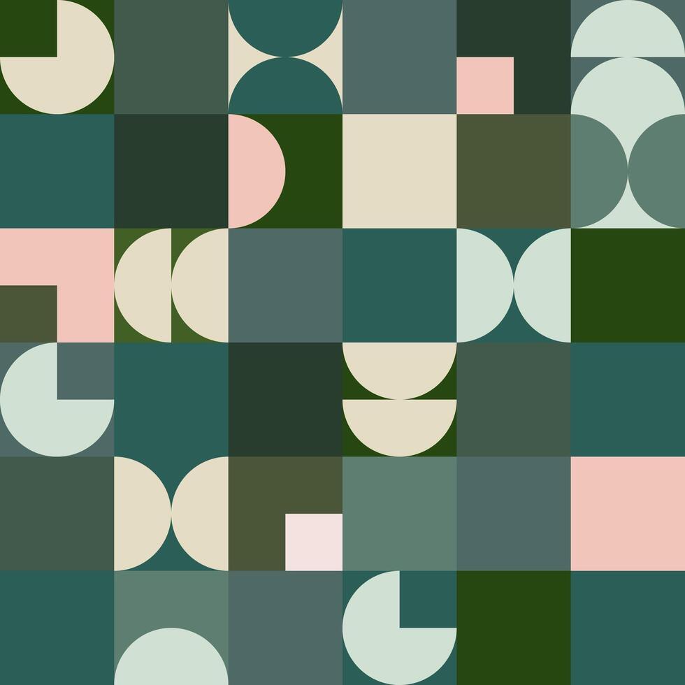 Bauhaus Inspired Seamless Green Checkered Pattern vector