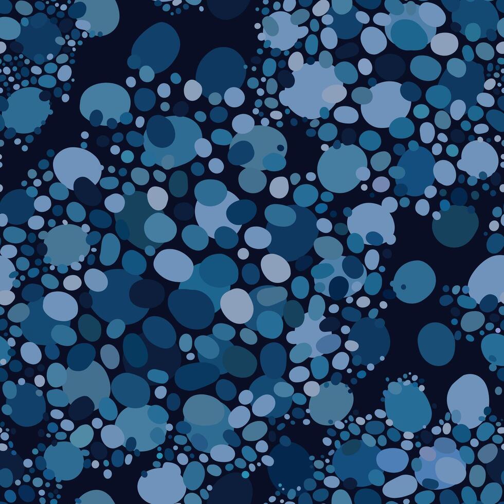 Abstract Seamless Pattern with Blue Pebbles Inspired by Water and River Stones vector