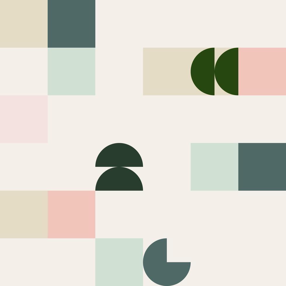 Minimalist Bauhaus Grid Seamless Pattern with Light Palette vector