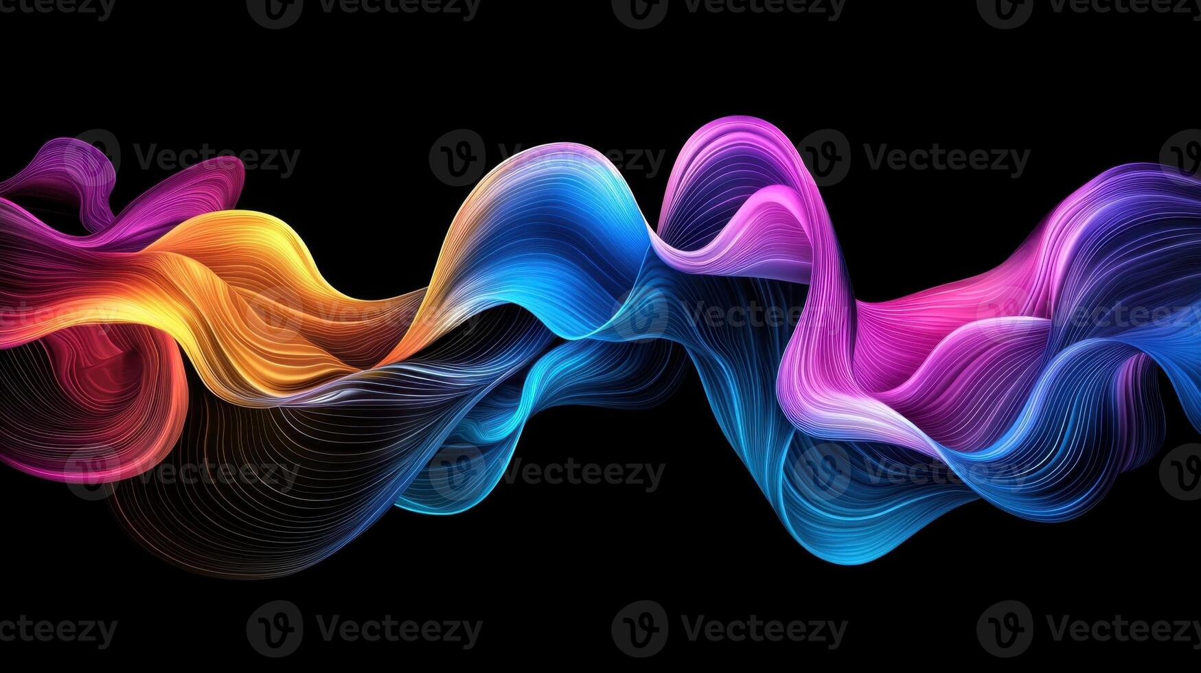 Colorful wave background with black background photo
