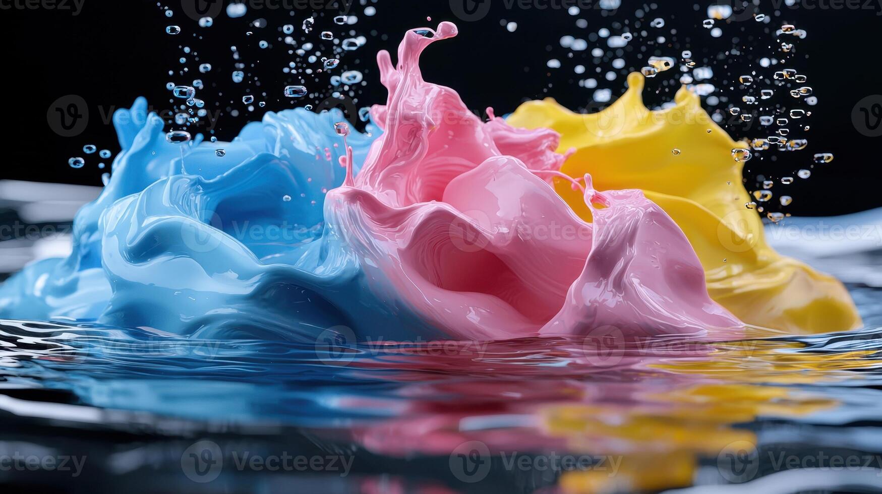 Colorful liquid splashes in water photo