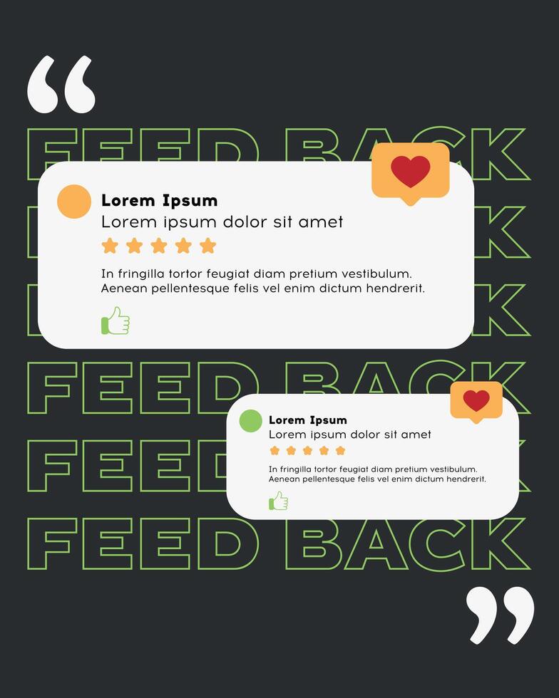 Two Separate Comment Boxes and Like Dislike Icons with Feedback Request vector