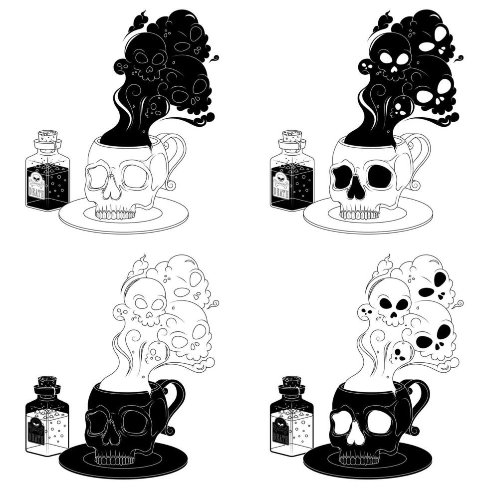 Poisoned Tea Cup and Skulls for Halloween vector